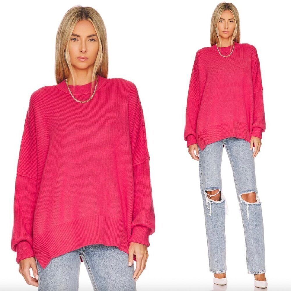 FREE PEOPLE Easy Street Tunic Sweater in Strawberry Spritz Size X-Small
